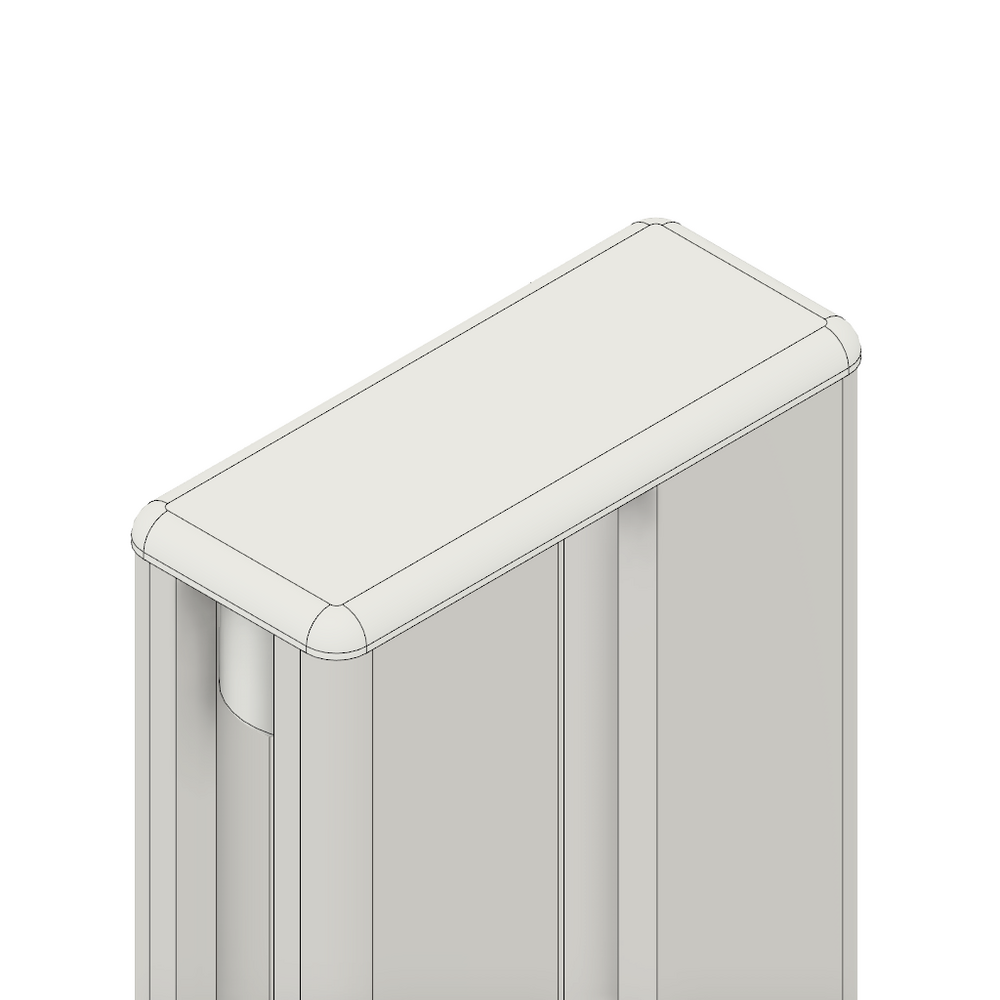 60-050-2 MODULAR SOLUTIONS POLYAMIDE PART<br>END CAP 45MM X 18.5MM LIGHT GRAY